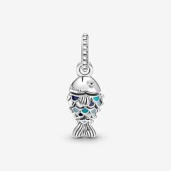 Pandora Blue Scaled Fish Dangle Charm - Picture 2 of 4